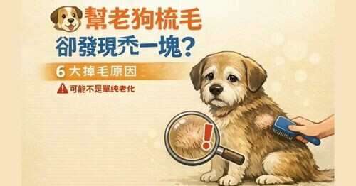 🐶 幫老狗狗梳毛，卻發現禿一塊？「6 大掉毛理由曝光」⚠️ 可能不是單純老化